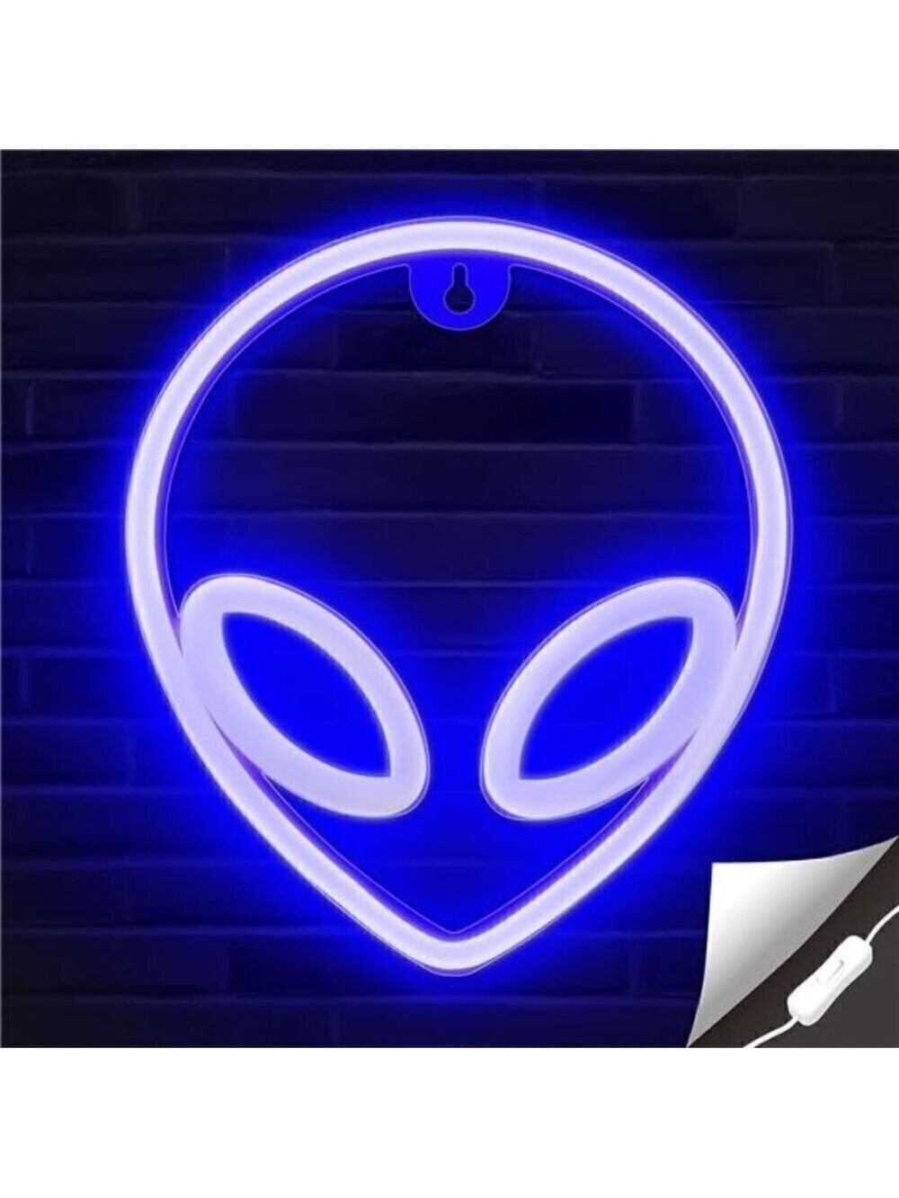 Alien Neon Sign Light Blue Decorations LED Wall Decor Party Bedroom Hippie NEW